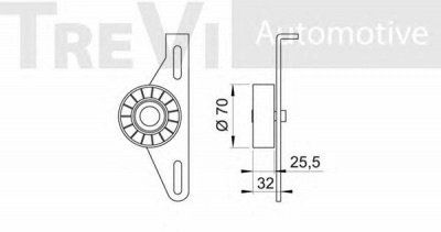 TREVI AUTOMOTIVE ta1276 -  Натяжной ролик, поликлиновой  ремень